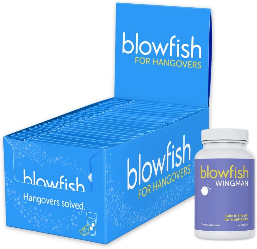 Sistema de recuperación completa de Blowfish: Alivio matinal para la recuperación mejorada – 25 Single Dose Envelopes & 30 Pills Incluido