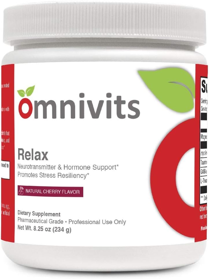 Relax Natural Cherry Flavor ← Magnesium como Albion Di-Magnesium Malate, Myo-Inositol, Taurine, GABA, L-Theanine (Suntheanine) ← Healthy Blood Pressure, Emotional Wellness sometida Powder 60 Sirving