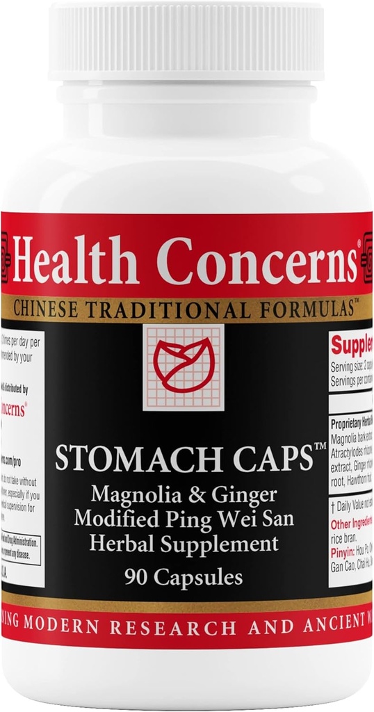 Health Concerns Stomach Caps – Digestive Support & Gut Health – Bloating & Gas Relief – Ginger &amp; Magnolia Bark Chinese Herbal Supplement for Men &amp; Women – Modified Ping Wei San – 90 Capsules