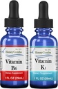 HoneyCombs Vitamina B6 &amp; K1 Extractos de Piridoxina Líquida &amp; Vitamina K para Vegan, Soporta Salud Global, Extracto Líquido de Vitamina No GMO, 1 oz Cada