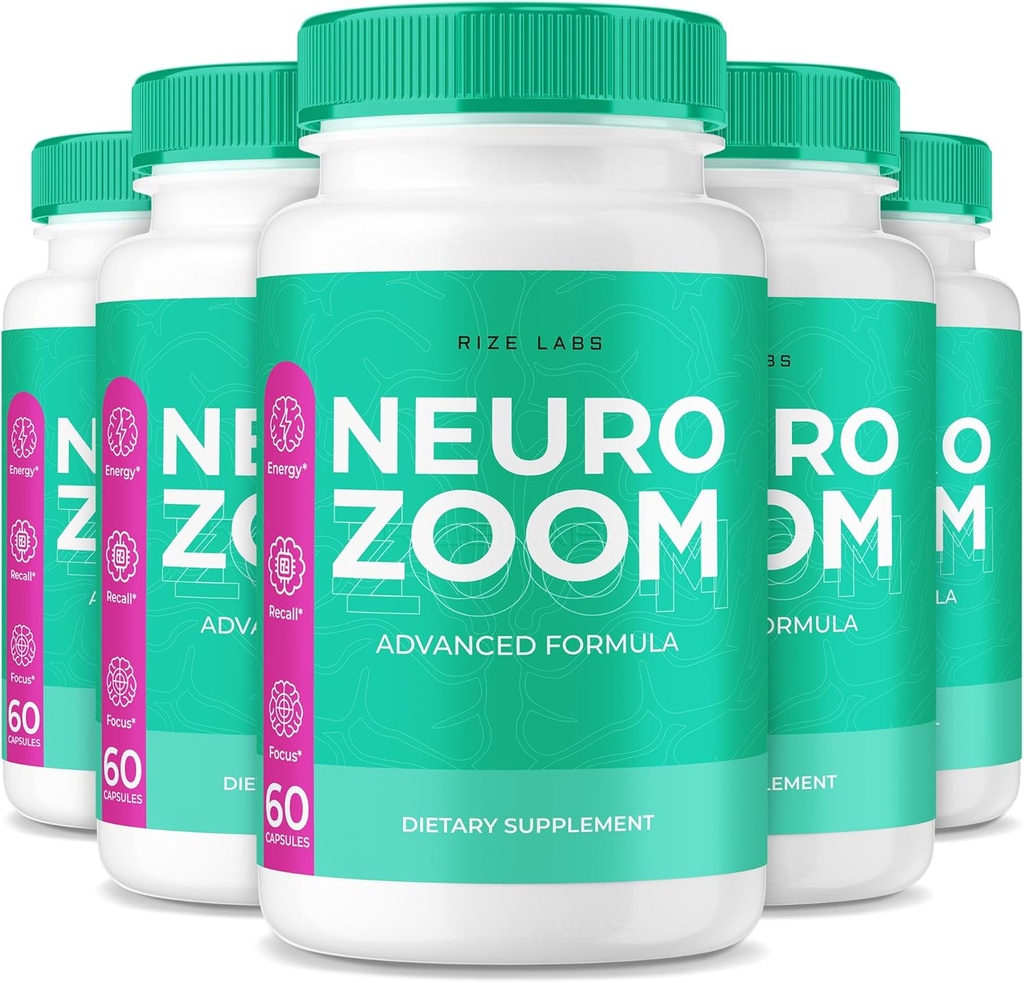 (5 Pack) Suplemento Neuro Zoom, Neuro Zoom Memoria Orgánica Apoyo Fórmula, Neuro Zoom para Reducir los Efectos Negativos de la Fog del Cerebro, Neuro Zoom Usado para Boost Memory, NeuroZoom Reseñas (300 cápsulas)