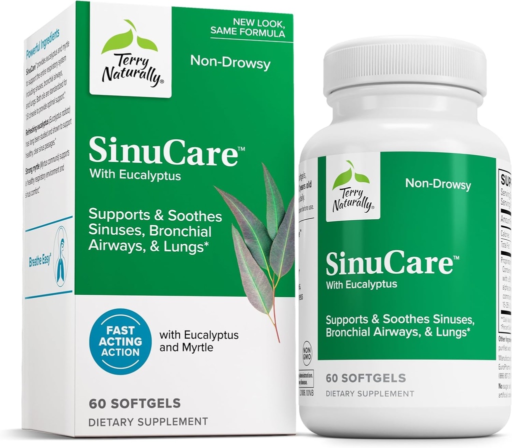 Terry Naturalmente SinuCare - Bronchial Wellness Support Suplemento - Healthy Sinus Aid - Suplemento dietético para apoyar los pulmones saludables - 60 Softgels