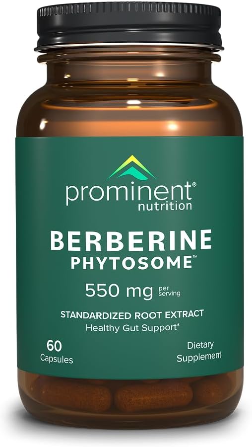 Prominent Nutrition Berberine Phytosome Suplemento, Healthy Gut Support, 550 mg, 60 Cuenta - 1 Pack