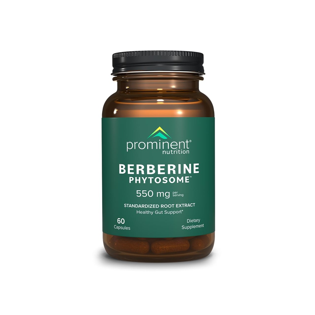 Prominent Nutrition Berberine Phytosome Suplemento, Healthy Gut Support, 550 mg, 60 Cuenta - 1 Pack