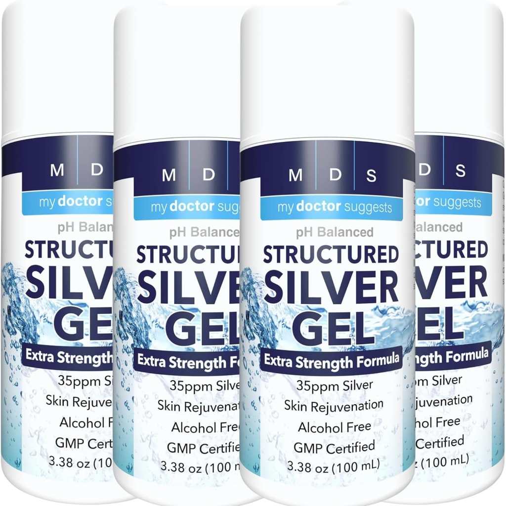 Colloidal Silver Gel Extra Strength - 35ppm Activated Colloidal Silver Gel para potencia máxima - Made in USA - Formula estructurada en un conveniente 4 Pack