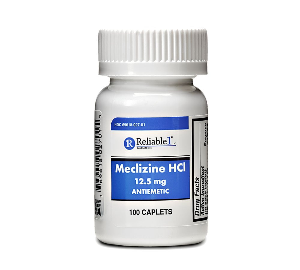 Meclizina 12,5 mg Antiemético, enfermedad de movimiento 100 cápsulas PACK de 2