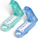 DUBSTAR 2PCS Pill Cutter Splitter for Small and Tiny Pills, Multiple Pill Cutters for Small or Large Pills, Ajustable Pill Splitter with Centering Device and Blade Guard (Blue+Cyan)
