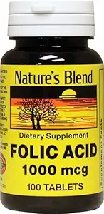 Blend Folic Acid 1000 mcg 100 Tabs Pack de 2