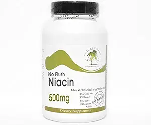 No Flush Niacin 500mg ~ 200 cápsulas - No aditivos ~ Suplementos de la naturaleza