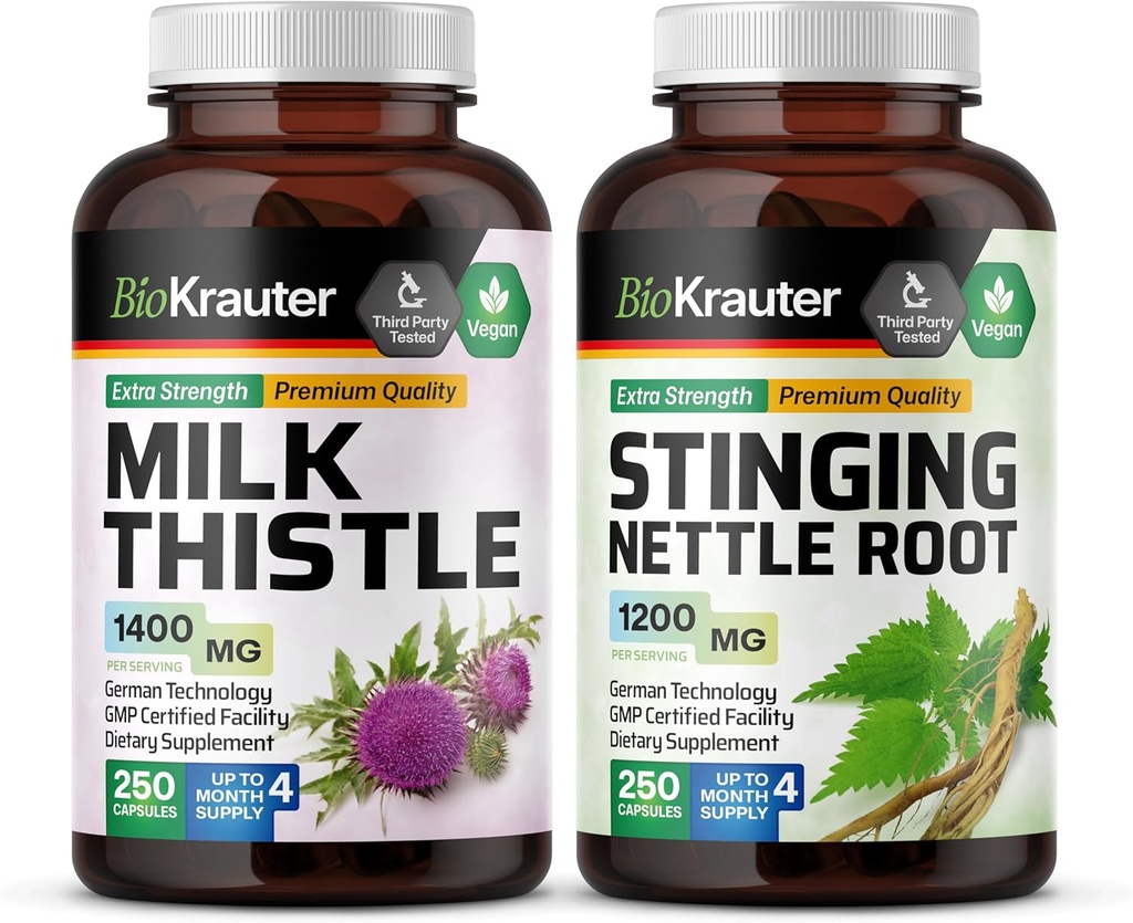 BIO KRAUTER Milk Thistle 250 Capsules &amp; Stinging Nettle 250 cápsulas