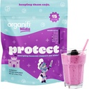Niños organizados: Proteger - Soporte diario para niños con anciano, cereza de Acerola y zinc - Powder de inmunidad saborizada de Berry - Planta-Basado, Vegan y Sin gluten, lácteo o soja - 15 Servimientos