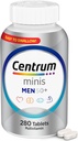 Centrum Minis Multivitaminas de Plata para Hombres 50 Plus, Suplemento Multivitamina/Multimineral, Vitamina D3, B-Vitamins y Zinc, Ingredientes no GMO, soporta memoria y cognición en adultos mayores - 280 Ct