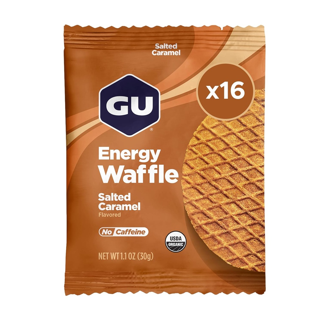 GU Energy Stroopwafel Caramel Sports Nutrition Waffle, Caffeine-Free y Kosher, On-the-Go Energy for Any Workout, 16 Count