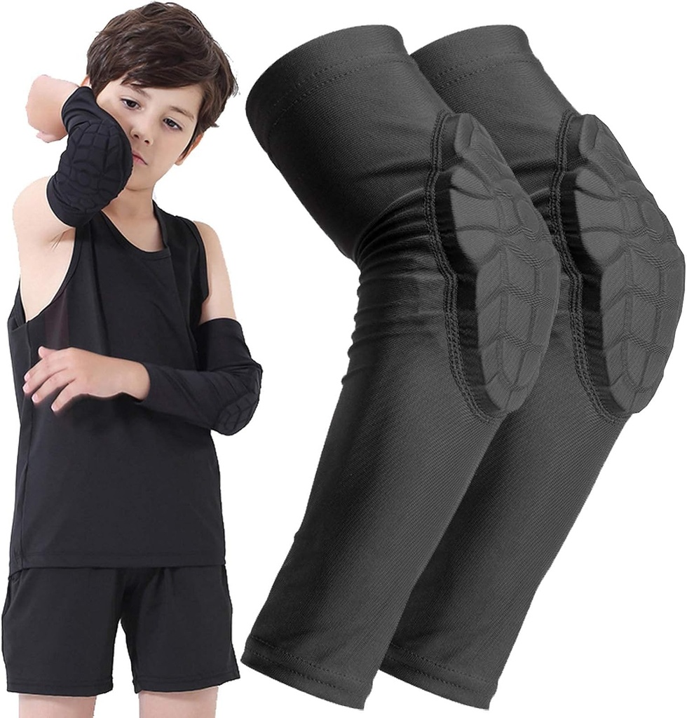 Niños jóvenes de 5 a 15 años de arma acolchada rodilla de manga de compresión Leg Protective