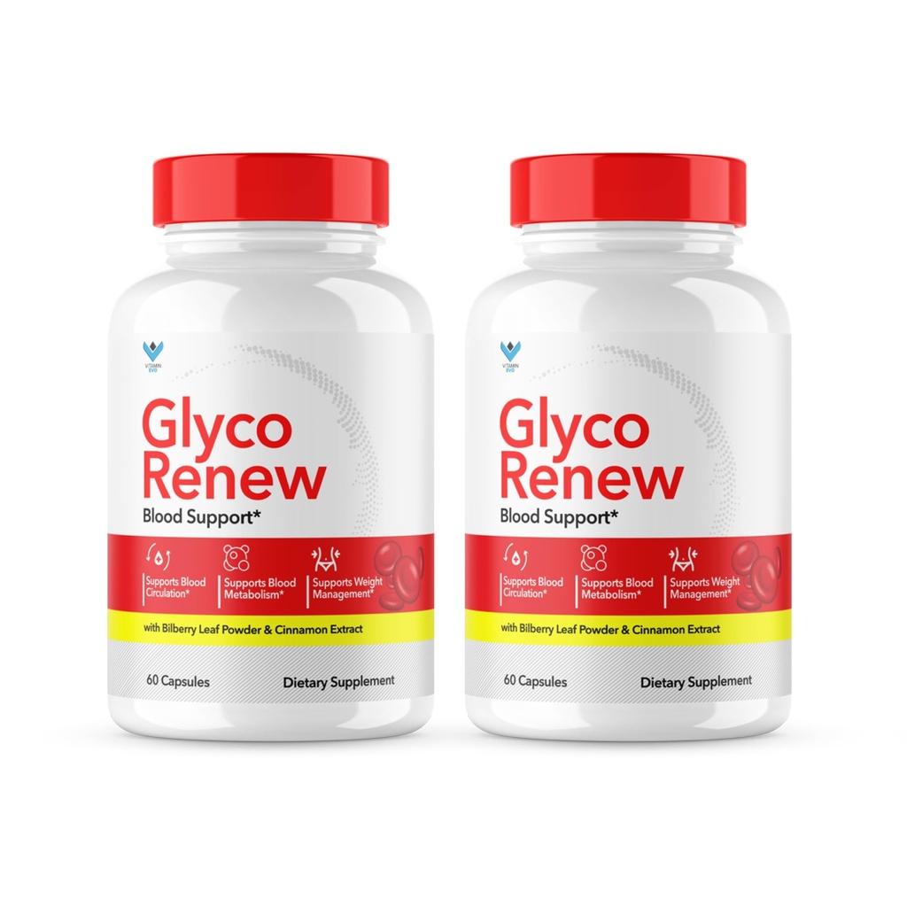 (2 Pack) Glyco Renew Blood Support Supplement - Glyco Renew Pills Original Fórmula Glycogen Clean Advanced Extra Strength, Glycol Renewal Capsules Renewed Natural Ingredients (120 cápsulas)