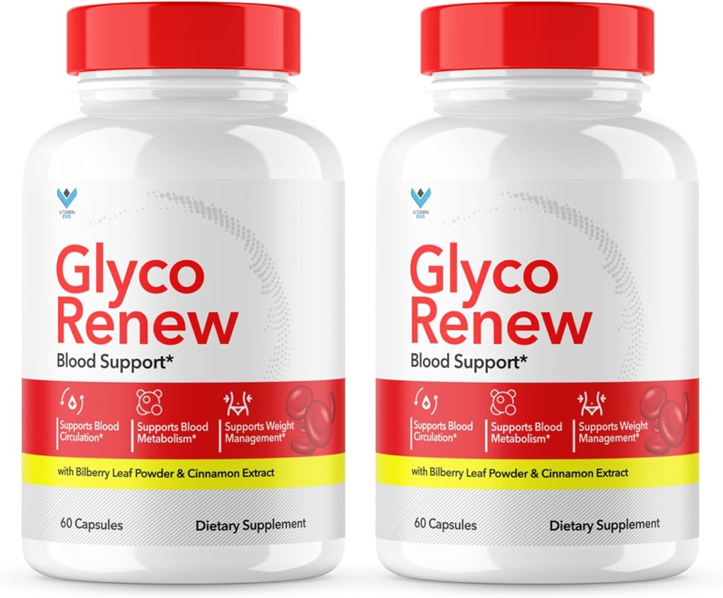 (2 Pack) Glyco Renew Blood Support Supplement - Glyco Renew Pills Original Fórmula Glycogen Clean Advanced Extra Strength, Glycol Renewal Capsules Renewed Natural Ingredients (120 cápsulas)