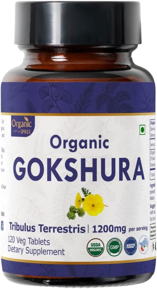 Gokshura 120 Tablets | Tribulus Terrestris (Gokshura) | USDA Organic Certified| Supports Immunity and Strength | Organic and Natural 120tab