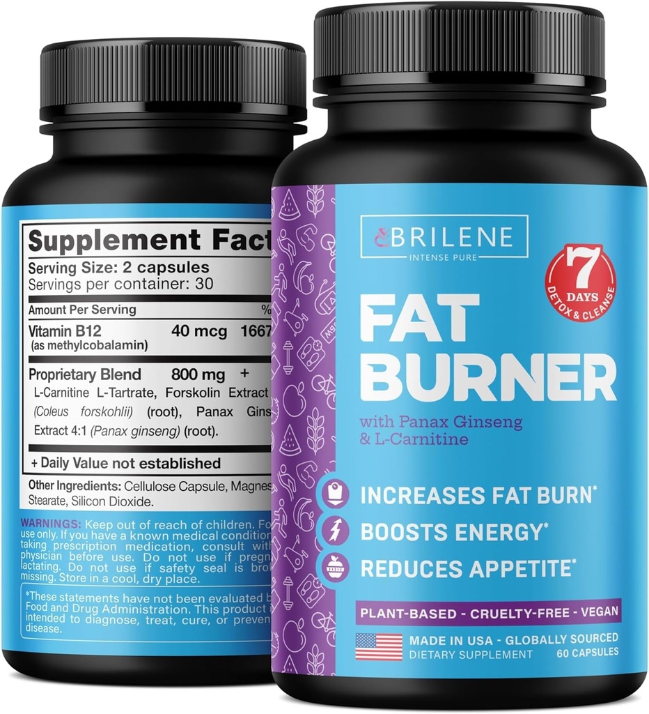 Píldoras de pérdida de peso para mujeres - Hecho en Estados Unidos - Natural Appetite Suppressant & Metabolism Booster - Fat Burners con L-Carnitine para perder peso rápido - 60 cápsulas