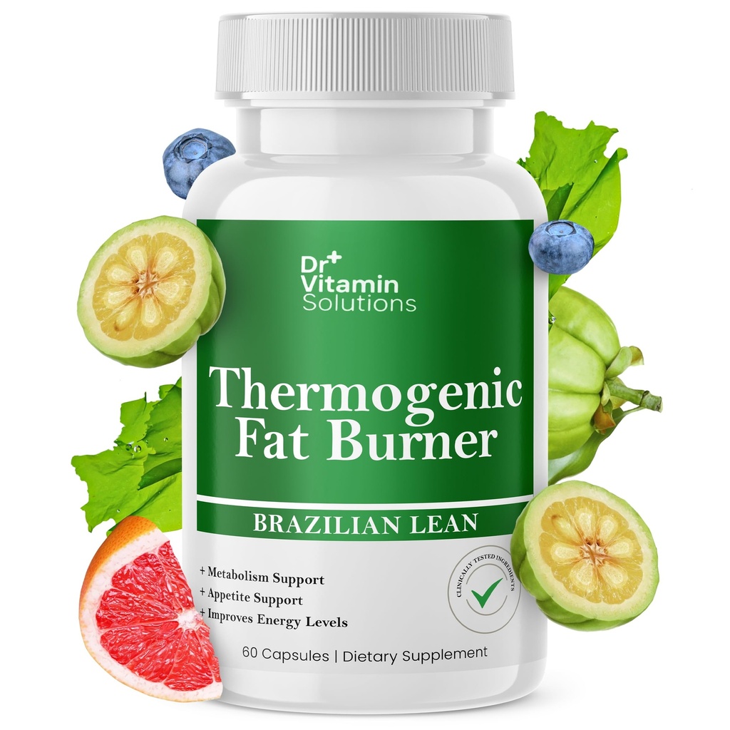 VITAMIN SOLUTIONS Thermogenic Fat Burner Brazil Lean, Weight Loss Pills for Women, Waist Trimmer &amp; Supplements for Bloating for Women &amp; Men, 60 Capsules