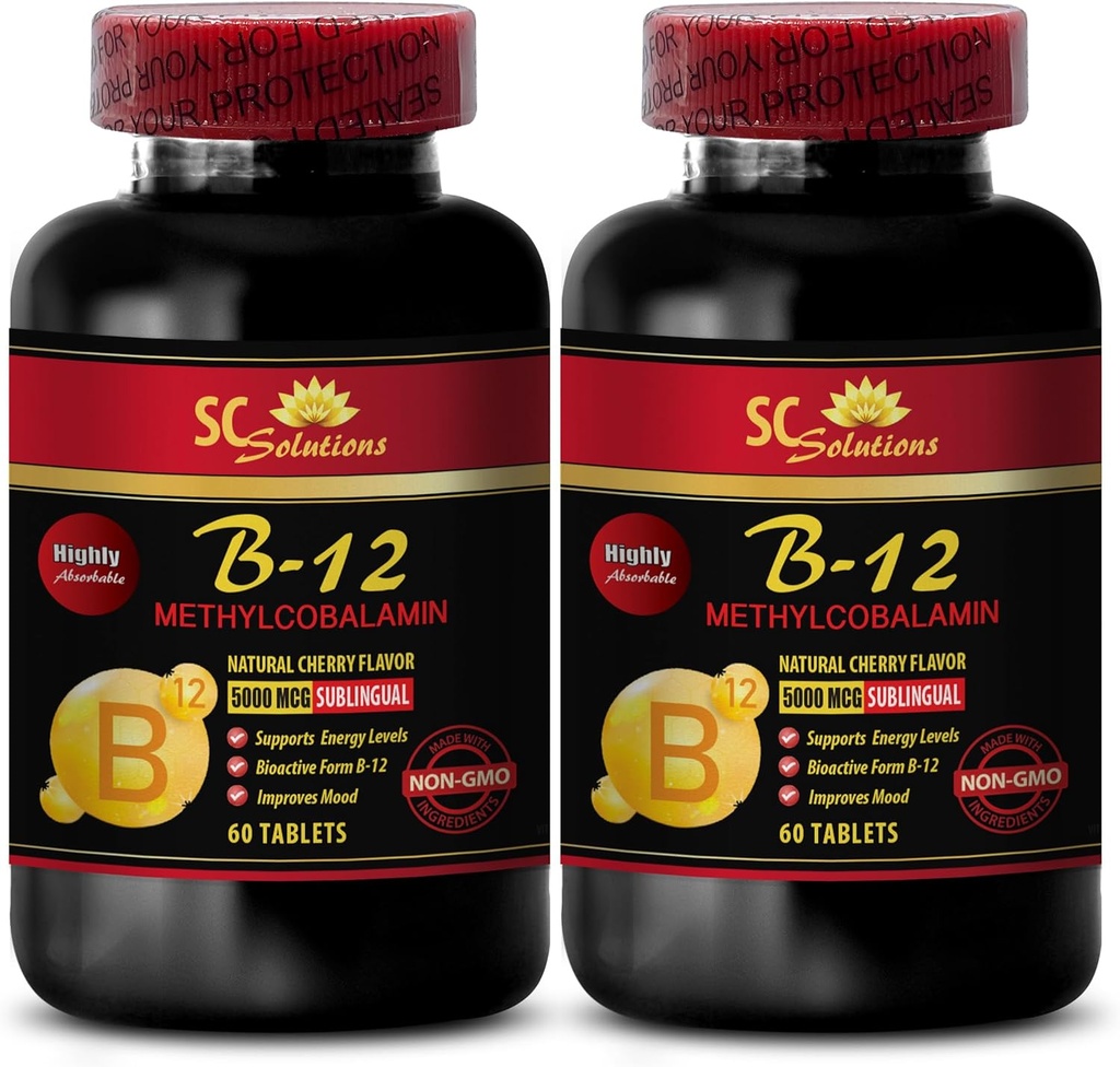 methycobalamin organic - METHYLCOBALAMIN VITAMIN B-12 5000 - sports nutrition endurance & energy supplements, athletic performance supplements, energy pills, brain booster pills - 2 Bottles 120 Tabl