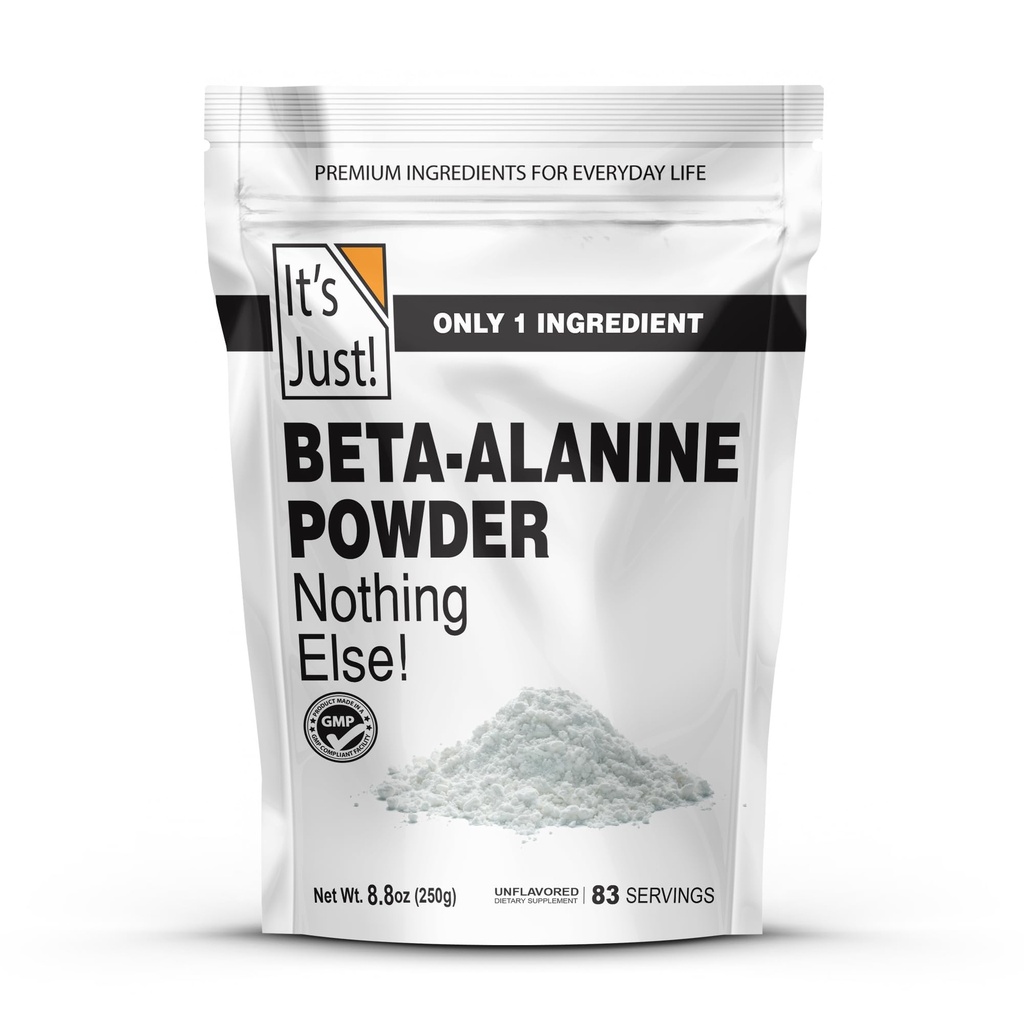 ¡Es sólo! - Beta-Alanine Powder, Pre-Workout Suplemento, 250g Bulk, Desflavorado, 3000mg Por Serving (250g / 83 Servimientos)