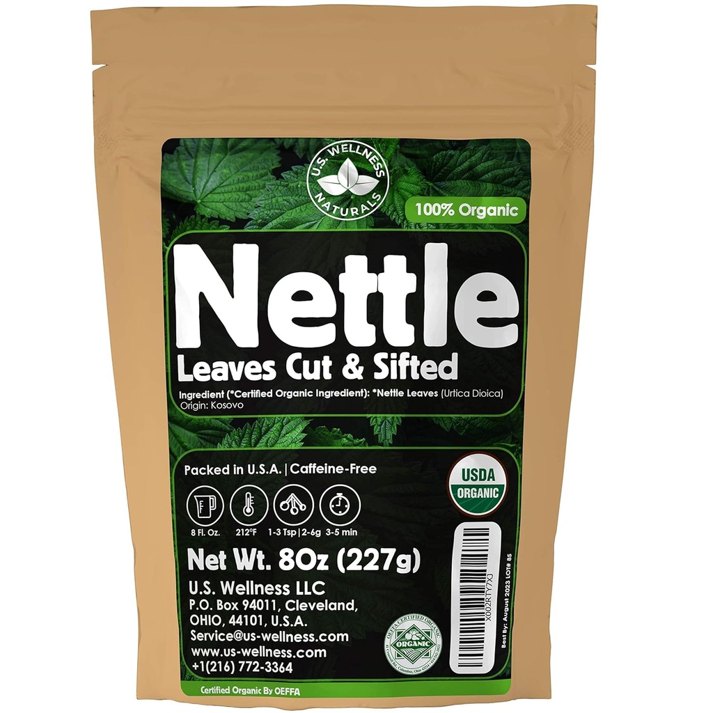 Nettle Tea - 8Oz (REAL WILD HARVEST) TENIDO 100% USDA Certified ORGANIC ANTE Loose Leaf (Urtica Dioica aka Stinging Nettle) Cut " Sifted