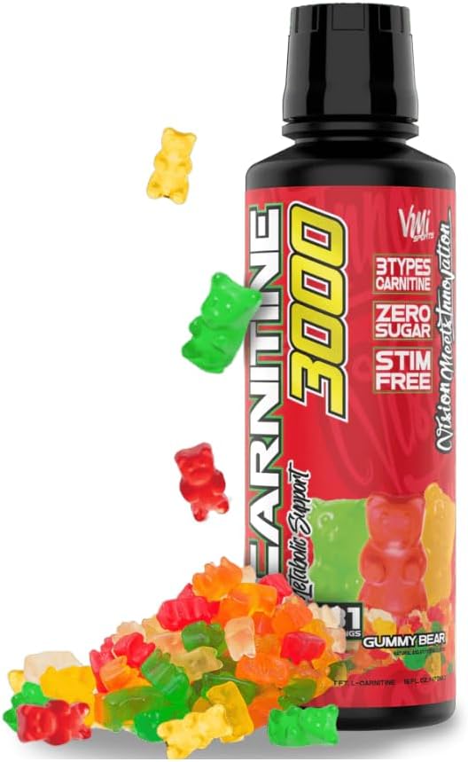 L-Carnitina 3000 Liquid Silencio 3000 mg Carnitine Suplemento Silencio Zero Calorie Zero Sugar Keto Amistoso para Hombres y Mujeres – Gran Tasting Anterior 31 Servings (Gummy Bear, 16 fl. oz.)