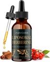 Liposomal Berberine Drops Suplemento 3000mg - High Absorption AMPK Activator, Organic Berberine HCl Complex with Ceylon Cinnamon " Ginger for Immune " Digestion (2 fl oz)