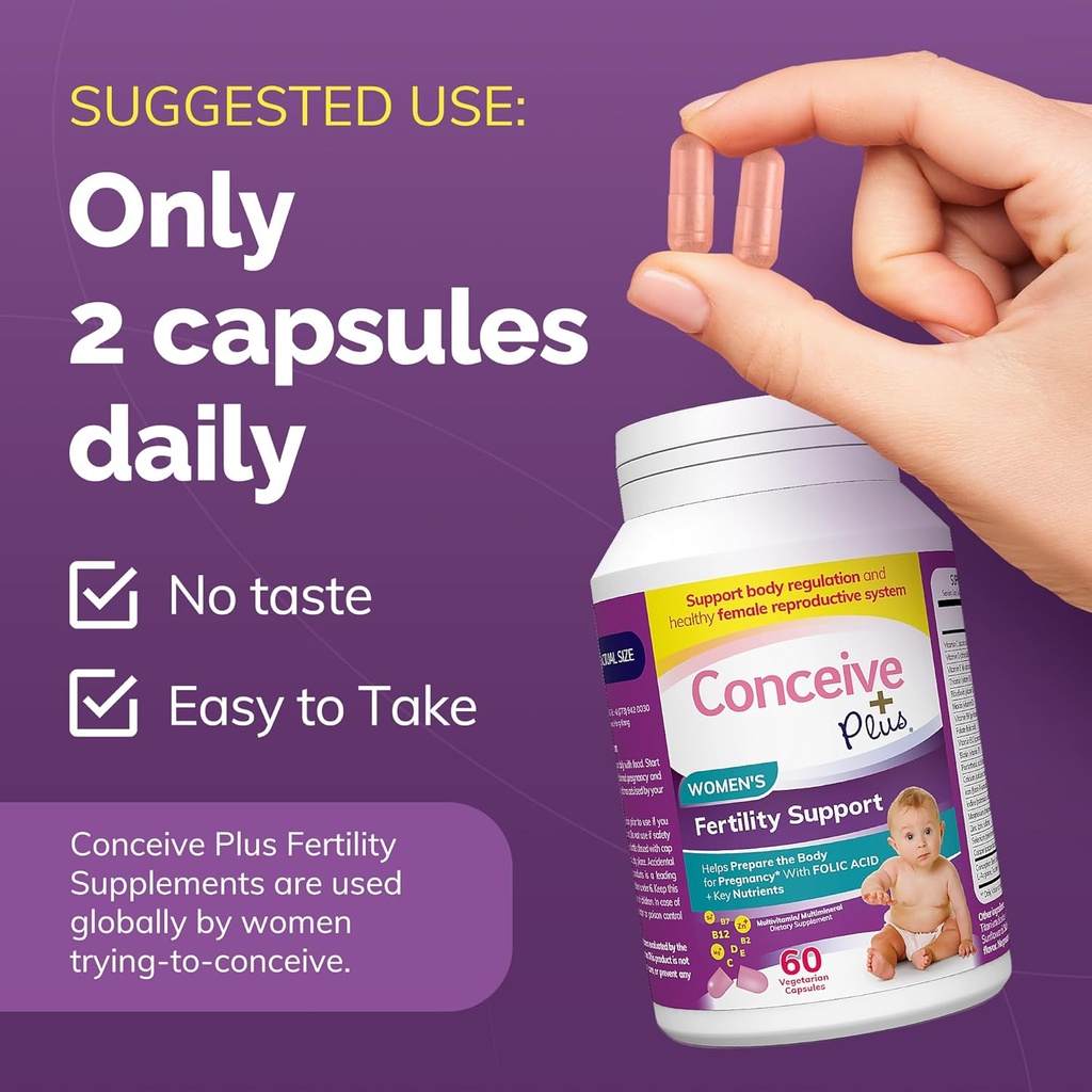 CONCEIVE PLUS Fertility Supplements for Women & Men | 30-Day Supply Fertility Support Bundle | Premium Fertility Vitamins for Male and Female Conception | 2 x 60 Soft Capsules