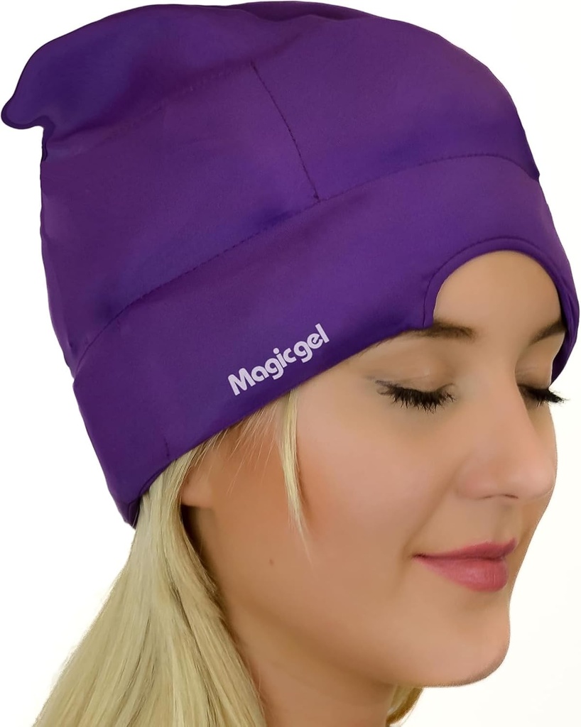 Magic Gel Migraine Ice Head Wrap - Real Migraine & Headache Relief TEN The Original Headache Cap Ø Cold, Comfortable, Dark &amp; Cool; Endorsed by Physicians, Loved by  thousands - Purple