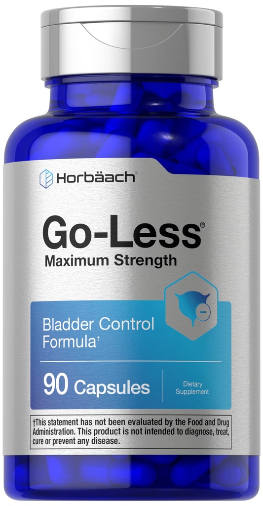 Horbäach Go Less Bladder Control Supplement ← 90 Capsules ← Máximo Strength Pills for Women and Men ← Non-GMO & Gluten Free Formula