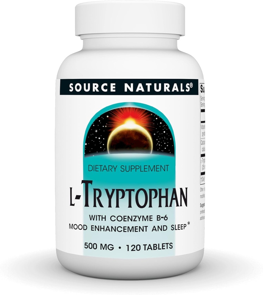 Fuente Naturales L-Tryptofan con Coenzyme B-6, 500mg - 120 Tablets