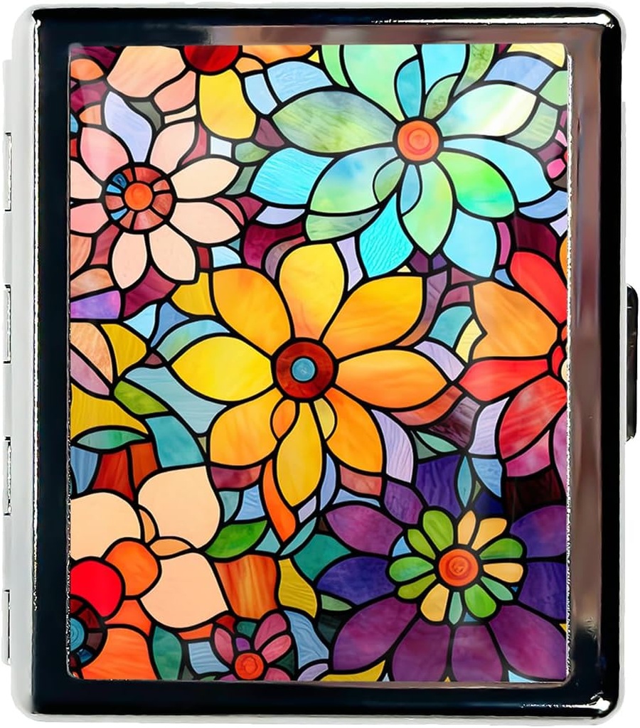 Organizador de píldoras de viaje Caja pequeña para Esenciales de púrpura 7 días Caja de píldoras lindas con espejo caja de pill portátil para bolsillo o púrpura Containe Travel Gifts (Flores de cristal manchas)