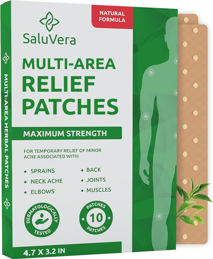 Patches - Patches de calor extra grandes - Máximo estiramiento del músculo natural &amp; Parches de alivio conjunto - Acción rápida, suave sobre la piel, Patches calientes para la espalda, hombro, cuello, rodilla &amp; pie,10 Pack (L)