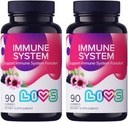 LIVS Immune System Elderberry Gummies for Adults &amp; Kids TEN Advanced Immune Support Supplement with Vitamin C, Echinacea, " Propolis ANTE Vegan " Gluten Free Gummy Vitamins Ø 200mg Elderberry/Dose -180 Ct