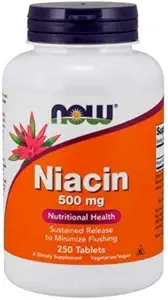 Niacina, 500 mg, Tr 250 Tabs by Now Foods (Pack of 3)