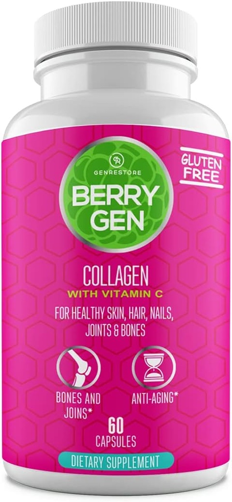 Collagen Peptides Suplemento con Vitamina C, Biotina y Ácido Hialurónico - 60 cápsulas - Fórmula Natural - Soportes Juntas, Cabello, Esquí y uñas - Hecho en los EE.UU.