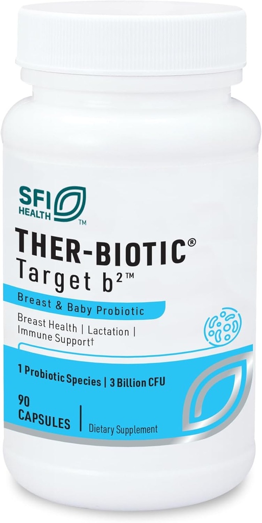 Klaire Labs SFI Health Ther-Biotic Target B2 Breastfeeding Supplement for Lactation Support - Lactobacillus Fermentum Probiotic - Promote Healthy, Comfortable Breastfeeding (90 Capsules)