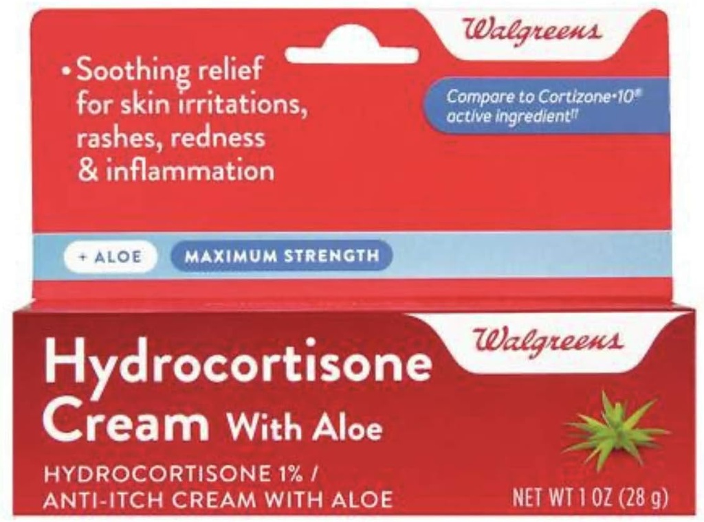 Walgreens Hydrocortisone con Aloe Cream 1% Maximun Strength