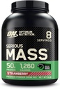 Optimum Nutrition Grave Mass, Weight Gainer Protein Powder, Mass Gainer, Vitamina C y Zinc para Immune Support, Creatine, Strawberry, 6 libras (Packaging May Vary)