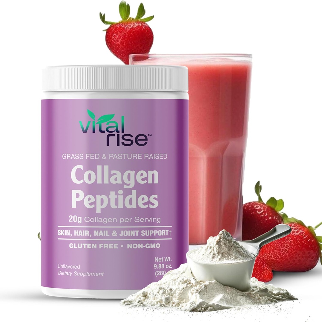 Powder de colágeno hidrolizado naturalmente alimentado - Peluquería, Piel, Nail y Soporte Conjunto - Tipo I < III Grass-Fed Collagen Suplemento para las mujeres ← Non-GMO, Dairy-Free TEN 9.88 Oz (280g) Desflavorado