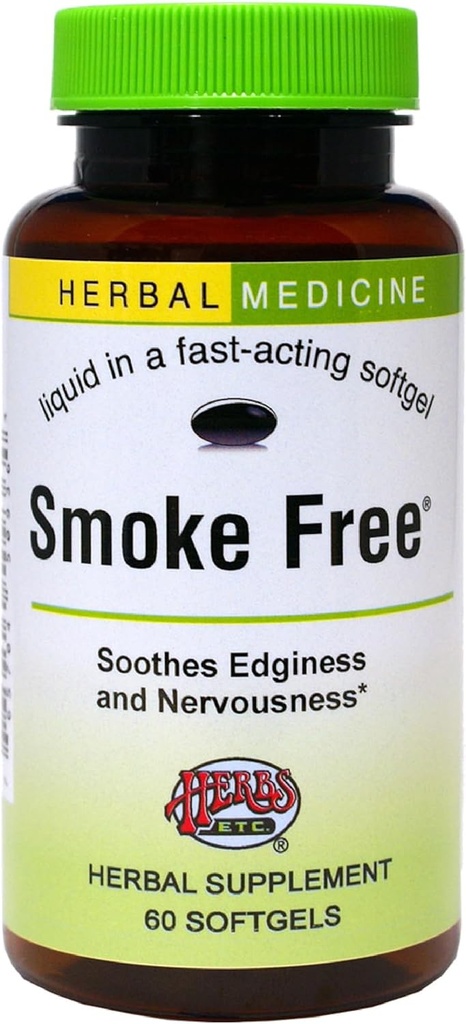 Herbs, Etc. Smoke Free - Soporte Mientras que Quitting - Asistencia saludable del sistema respiratorio - Ayudas contra la Edginess ' Acciones desagradables - 60 Softgels (60 Servimientos)