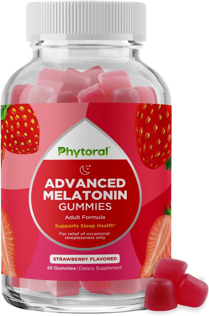 Melatonina Gummy Vitaminas Suplemento de sueño - Melatonina de adultos naturales Gummies 5mg Suplemento de sueño profundo - 5 mg Mood Apoyo Gummies relajantes e inmunidad nocturna