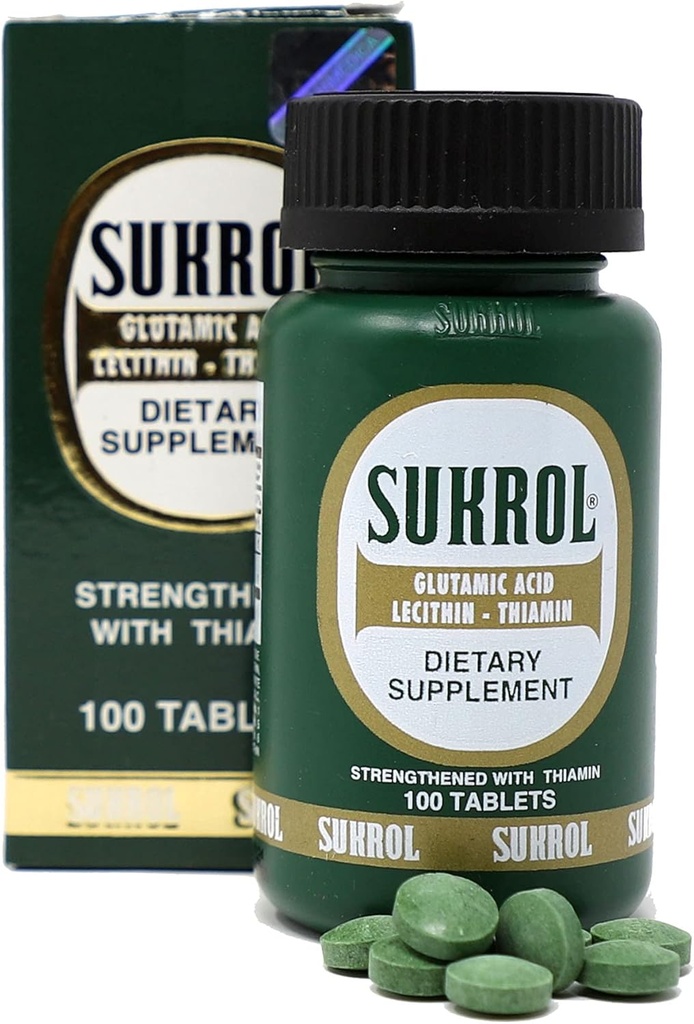 SUKROL, vitamina, mejorar la función cerebral saludable, 100 tabletas, botella
