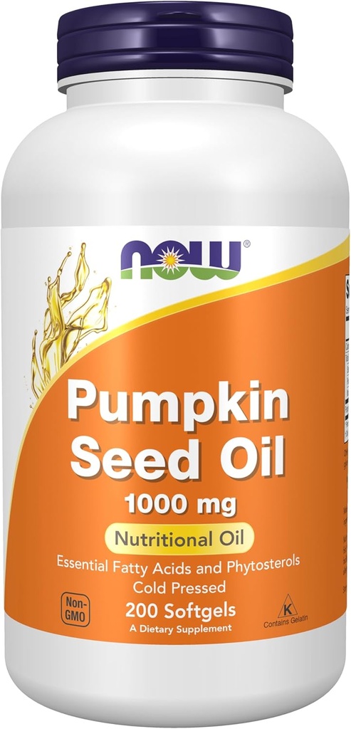 AHORA Suplementos, Pumpkin Seed Oil 1000 mg con ácidos grasos esenciales y Phytosterols, Frío Presionado, 200 Softgels