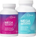 Microbiome Labs MegaSporeBiotic (60 Capsules) + MegaIgG2000 (120 cápsulas) Gut e Immune Support Bundle - Probiótico con base de Spore con concentrado de inmunoglobulina sin lácteos