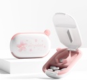 Divisor de cuchilla pequeña blanca con dispositivo de centro para pequeñas y pequeñas píldoras, corta las tabletas de vitaminas, trituradora de píldoras exquisita portátil para bolsillo de bolsillo