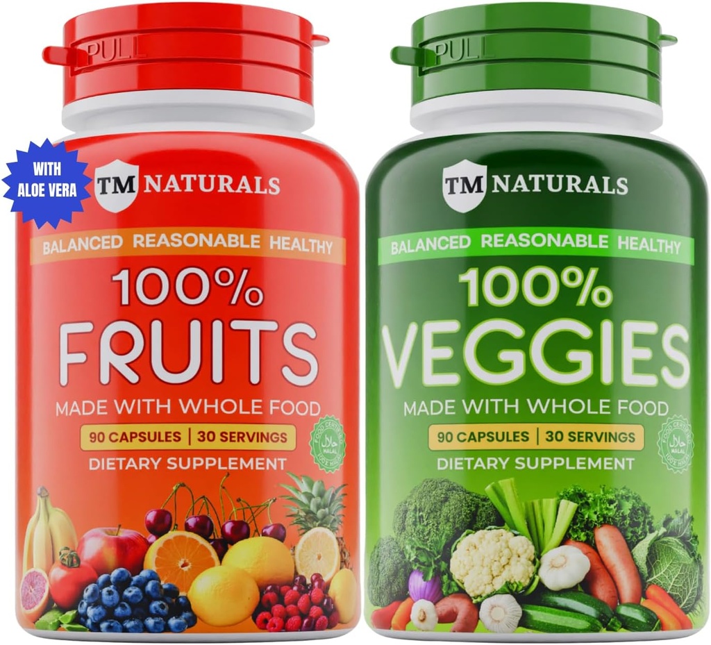 Frutas y verduras Suplemento Vitaminas para Hombres y Mujeres - Super Frutas y verduras cápsulas para apoyar niveles equilibrados de nutrición y energía - Total de alimentos Super Naturales 90 Cuenta (Pack of 2)