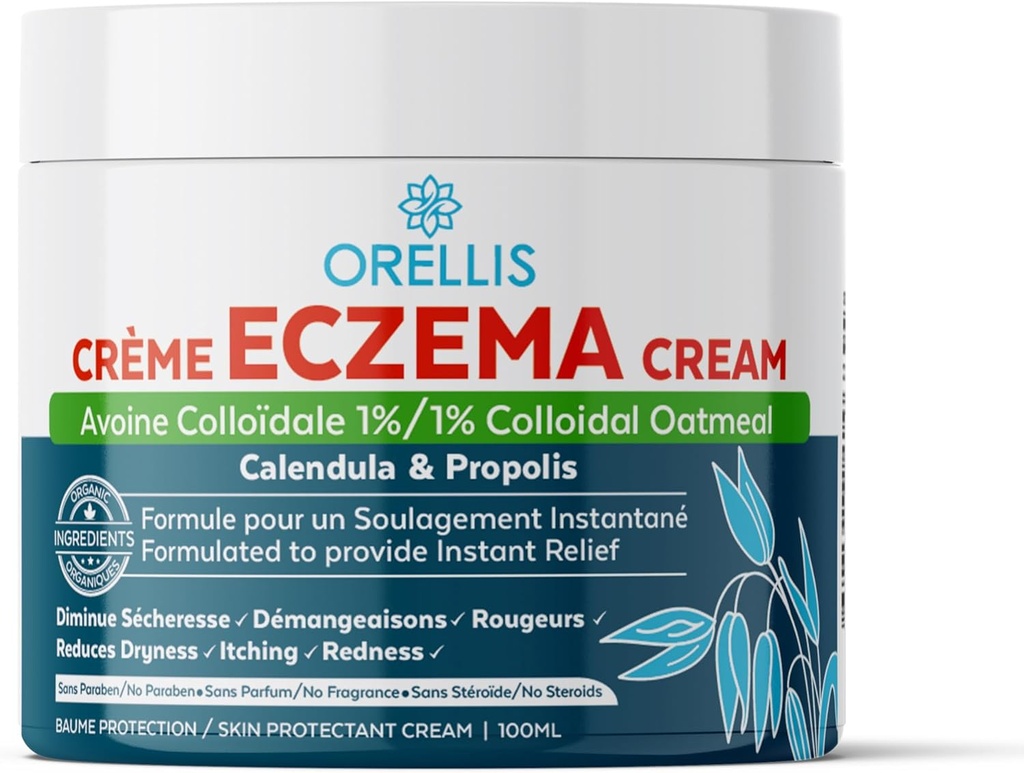 Crema Eczema con avena orgánica Colloidal, Calendula & Propolis, Natural Eczema Relief Ointment Face & Body. Instant Itch Relief, Dermatitis Lotion Kids &amp; Adultos. Soothe Skin Irritations.
