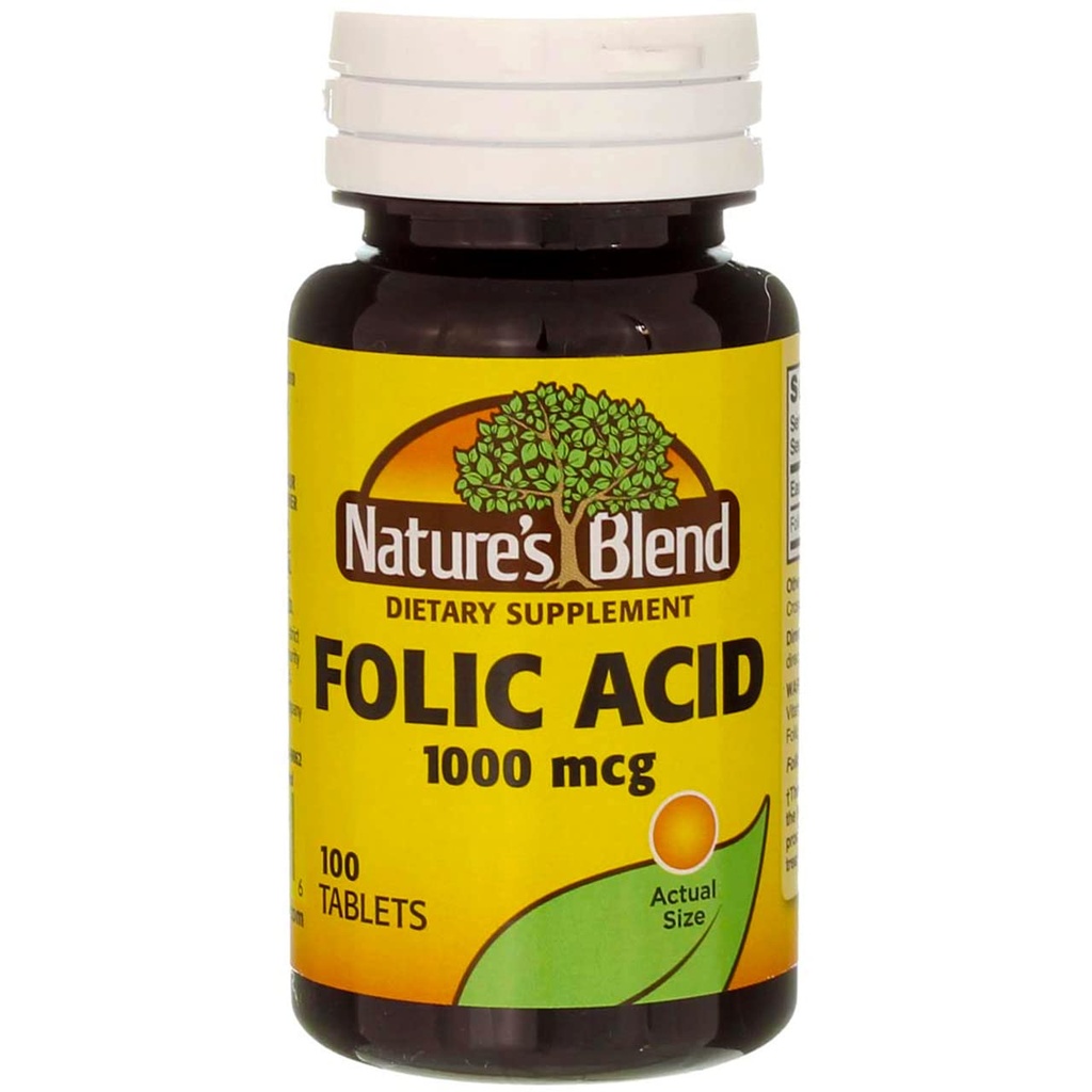 Nature`s Blend Folic Acid 1000mcg Tablets 100 Count (5 Pack)
